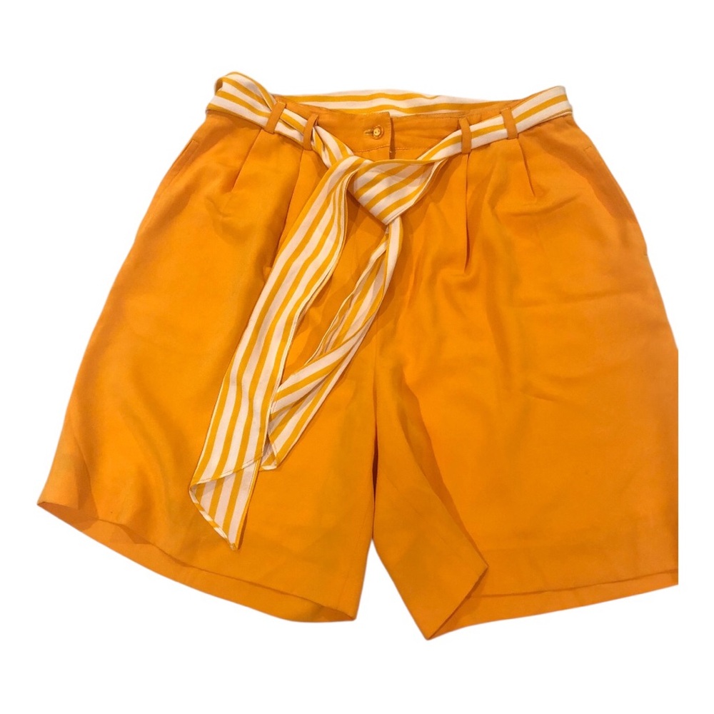 Vibrant Orange Shorts with Striped Belt